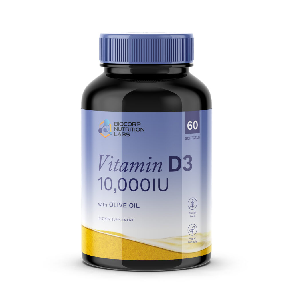 BCS-378: Vitamin D3 10000IU with Olive Oil Softgels - BioCorp Nutrition ...