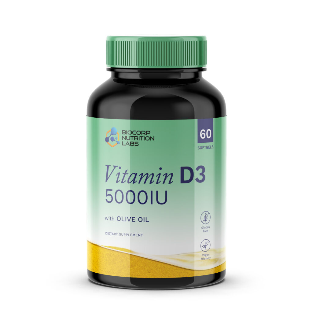 BCS-376: Vitamin D3 5000IU with Olive Oil Softgels - BioCorp Nutrition Labs